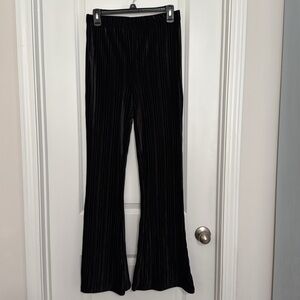 Black flare bottom stretch velvety pants